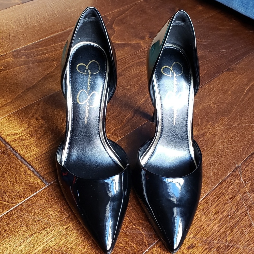 Black Patent Leather Jessica Simpson D'Orsay Pumps